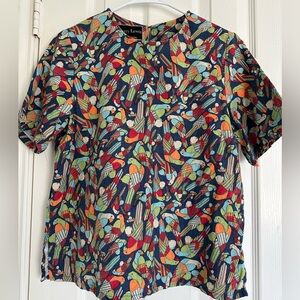 Terry Lewis Bird Linen Blend Top (S)